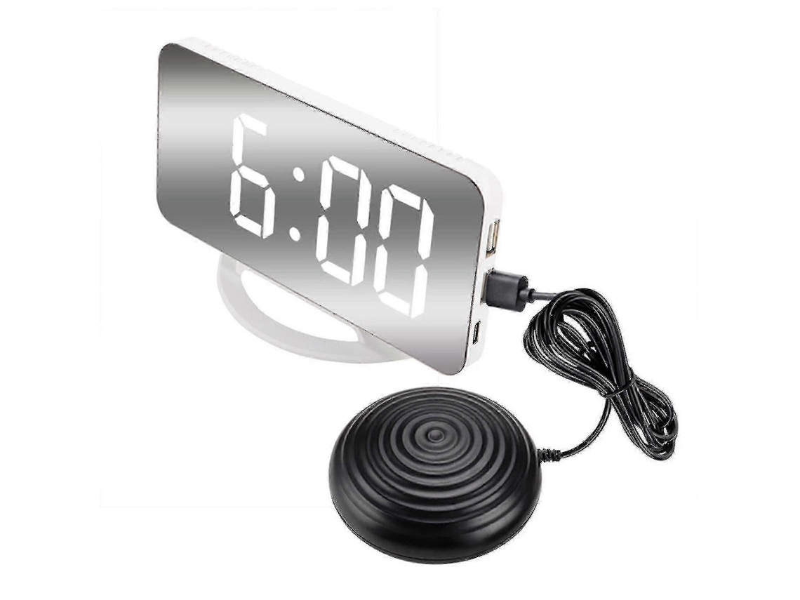 Despertador vibratorio de alta calidad para personas con sueño profundo y adultos con pérdida auditiva. Reloj digital con espejo y vibrador de cama 2024.