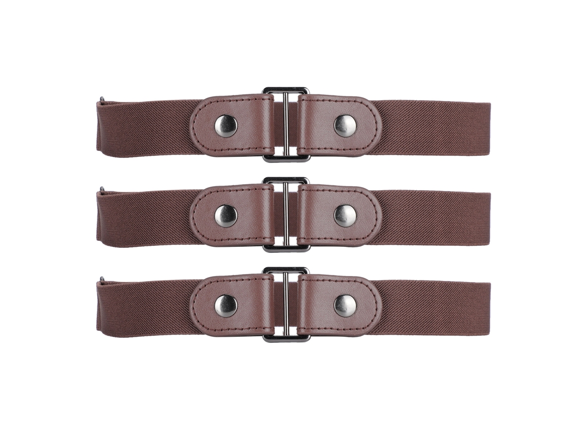 3 Juegos De Cinturones Elásticos Con Hebilla, Accesorio De Ropa Para Hombres Y Mujeres, Color Marrón.