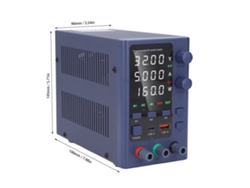 Fuente de alimentación de CC variable de 0-32 V y 0-10 A con pantalla LED de 4 dígitos, regulación por codificador y puerto USB-C (enchufe estadounidense).