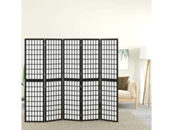 Biombo Divisor | Biombo Separador | Separador De Ambientes Plegable Con 5 Paneles Estilo Japonés Negro 200x170 Cm