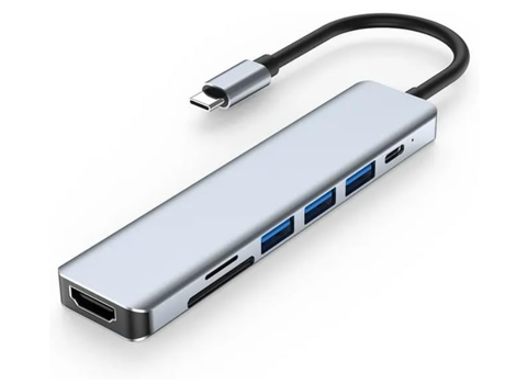 Estación de acoplamiento tipo C Hub, estación de acoplamiento 7 en 1 con HDMI, USB 3.02.0, puertos de datos USB-C, SD/TF, 4K/30Hz, carga PD 100W (n...