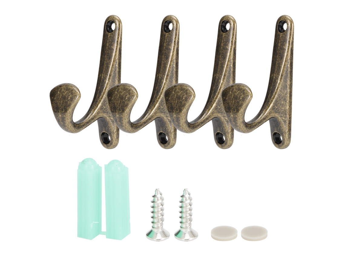 4 Juegos De Ganchos De Pared De Aleación De Zinc Para Abrigos, Toallas, Sombreros Y Ropa - Spno001 Negro, Marrón, Bronce