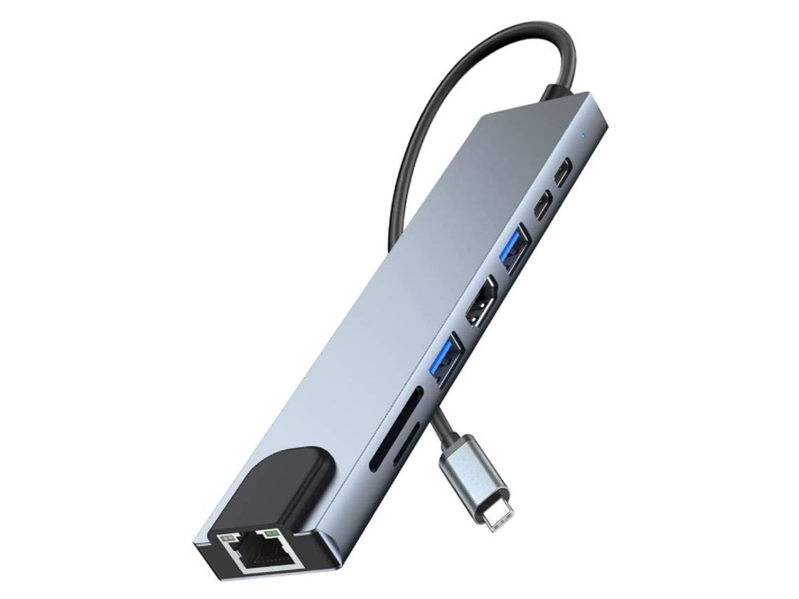 Adaptador USB-C Hub HDMI con Ethernet, color negro
