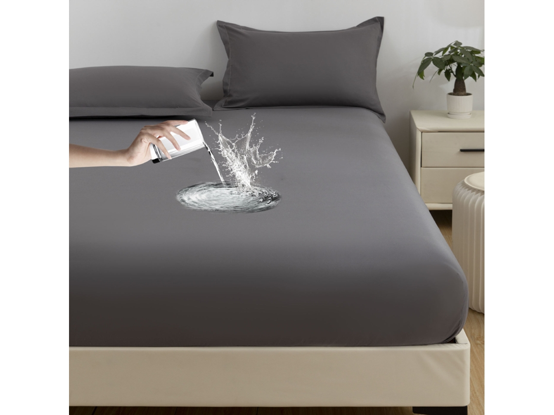 Protector De Colchón Impermeable, Funda De Almohada No Incluida, Suave Y Delicado Para La Piel, Color Gris, 200x220cm. Panoona