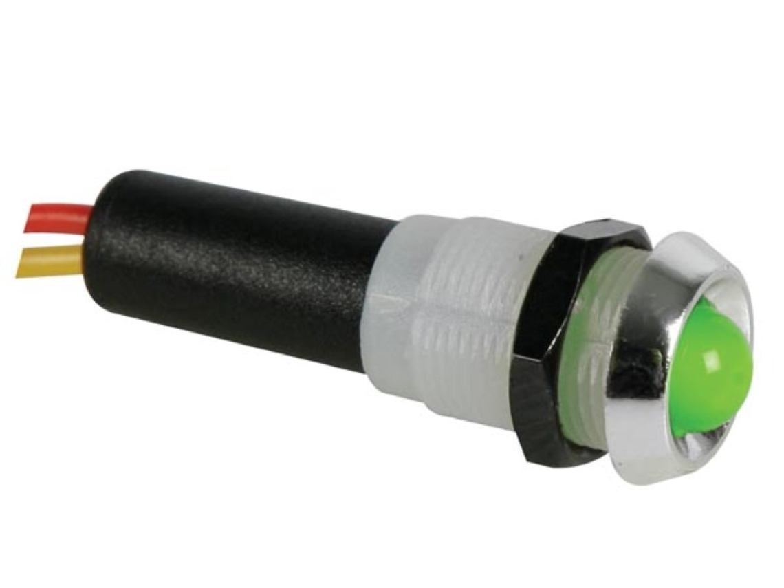 Lámpara LED verde Velleman de 24 V con carcasa cromada