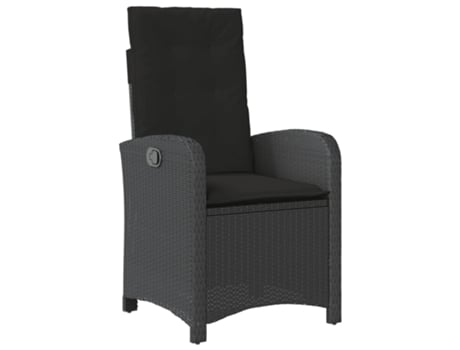 Sillón reclinable de jardín VIDAXL con cojines ratán sintético negro