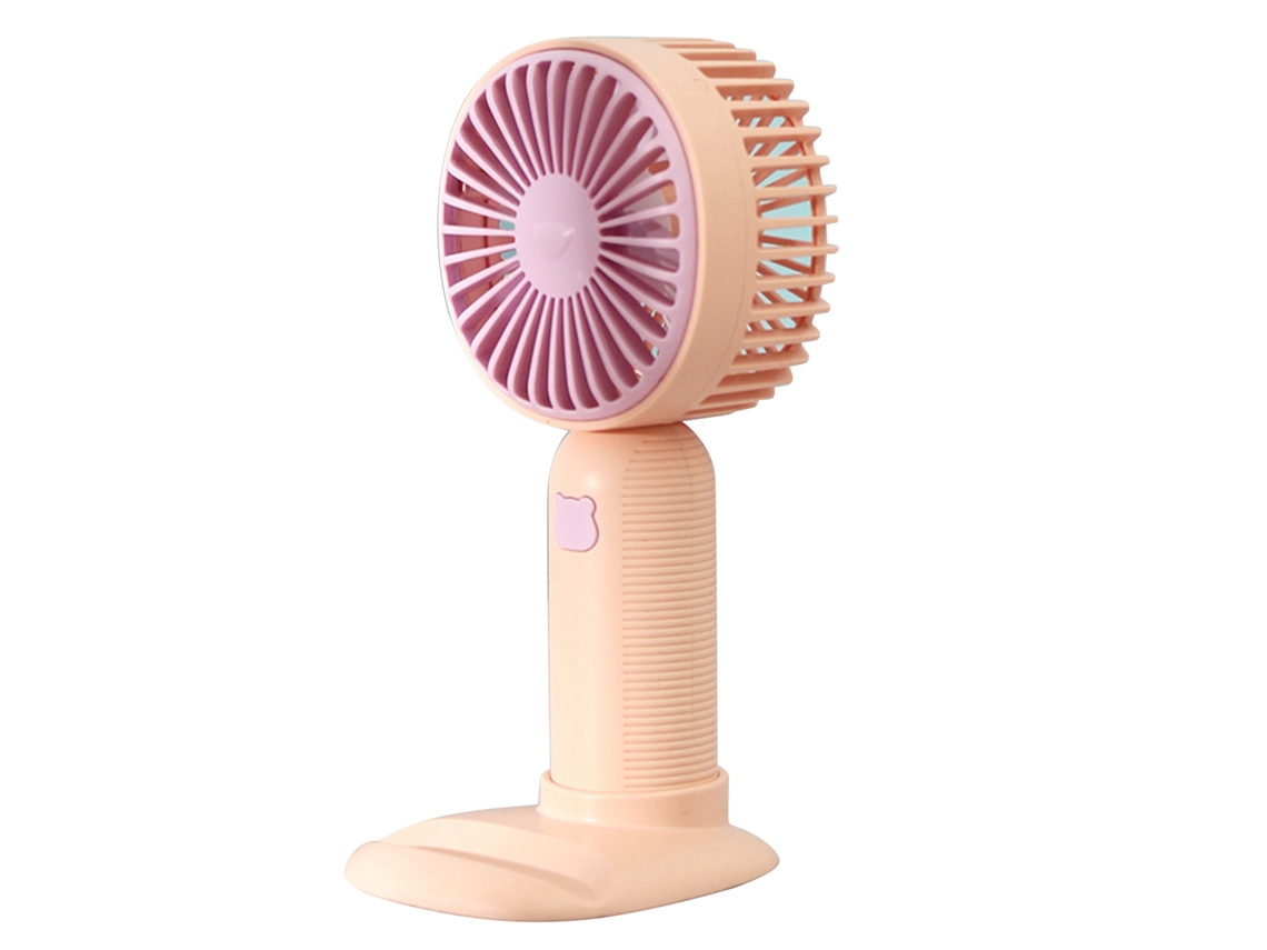 Ventilador portátil recargable por USB con base rosa