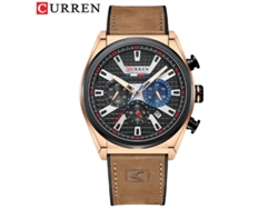 Reloj De Pulsera Moderno Para Hombre (oro Rosa Y Marrón) Resistente Al Agua, Con Seis Manecillas, Esfera Grande Y Calendario Multifuncional.
