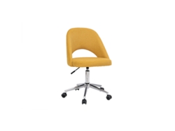 Silla de Escritorio de Tejido Efecto Aterciopelado Texturizado Amarillo Mostaza Y Pata Cromada Cosette MILIBOO