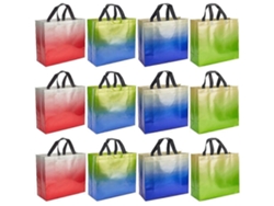 Juego de 12 bolsas de regalo plegables reutilizables de TNT (tejido no tejido) con asa, portátiles e impermeables, para envasar regalos.