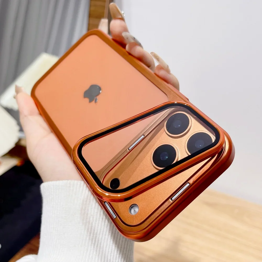 (iphone 17, Naranja) Funda Plegable Con Soporte Para Iphone, Ultrafina, Transparente Y Resistente A Los Golpes.