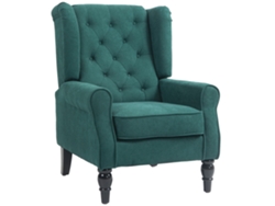 Sillón Tapizado Con Asiento Ancho, Patas De Madera, Estilo Clásico, Muy Cómodo, 74 X 86 X 102 Cm, Verde.