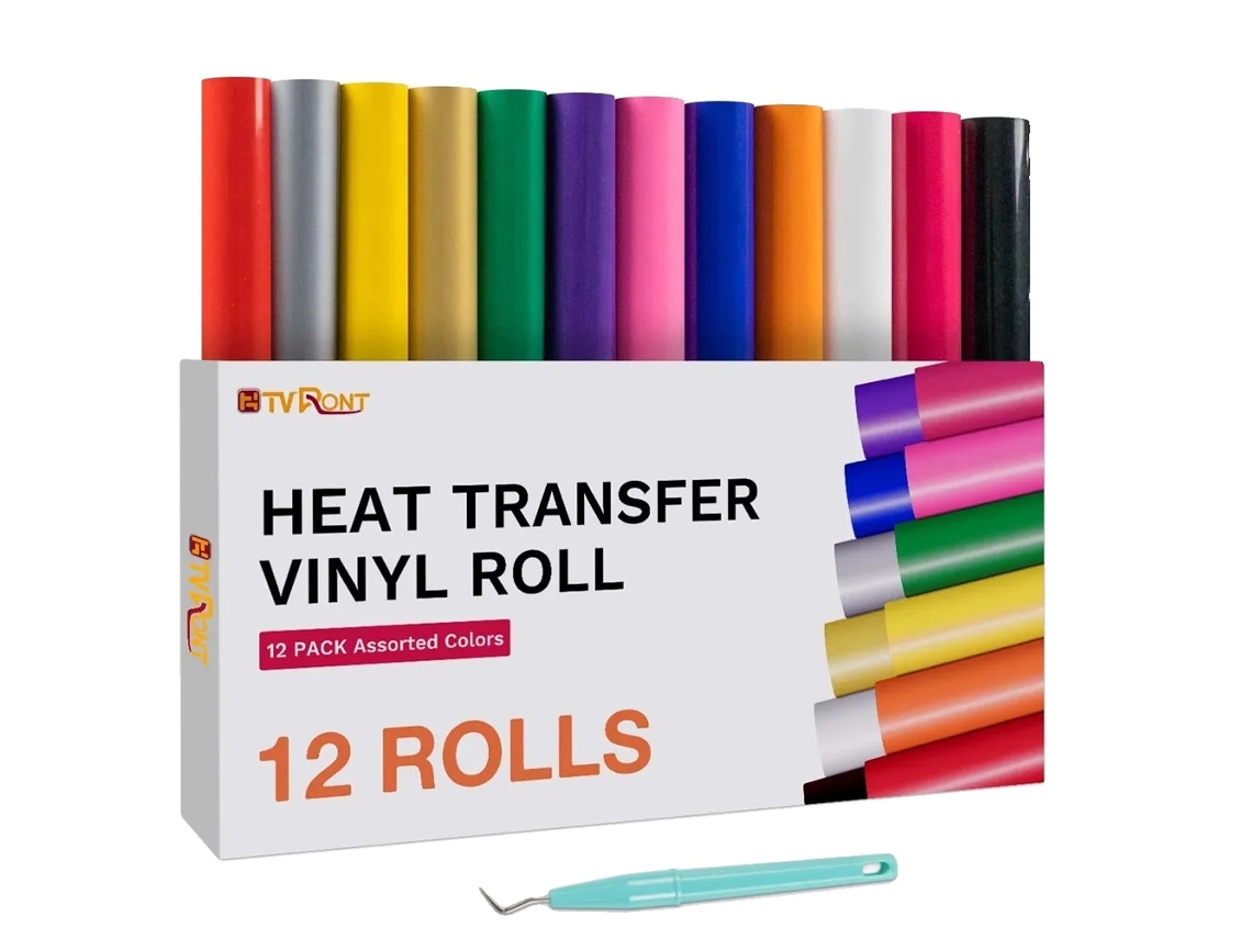 Rollo de vinilo de transferencia térmica, paquete de 12, fácil de cortar, colores vibrantes, 30 x 150 cm (12 pulgadas x 5 pies) OEM