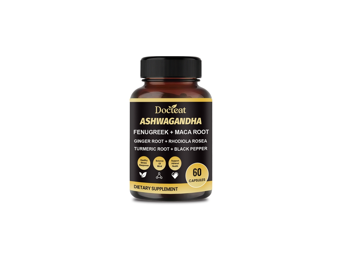 Las cápsulas de ashwagandha equilibran el estado de ánimo y alivian el estrés diario.