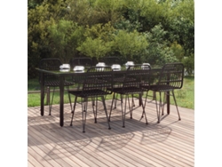 Juego de comedor de jardín de 7 piezas DKD Home Decor en mimbre negro PE