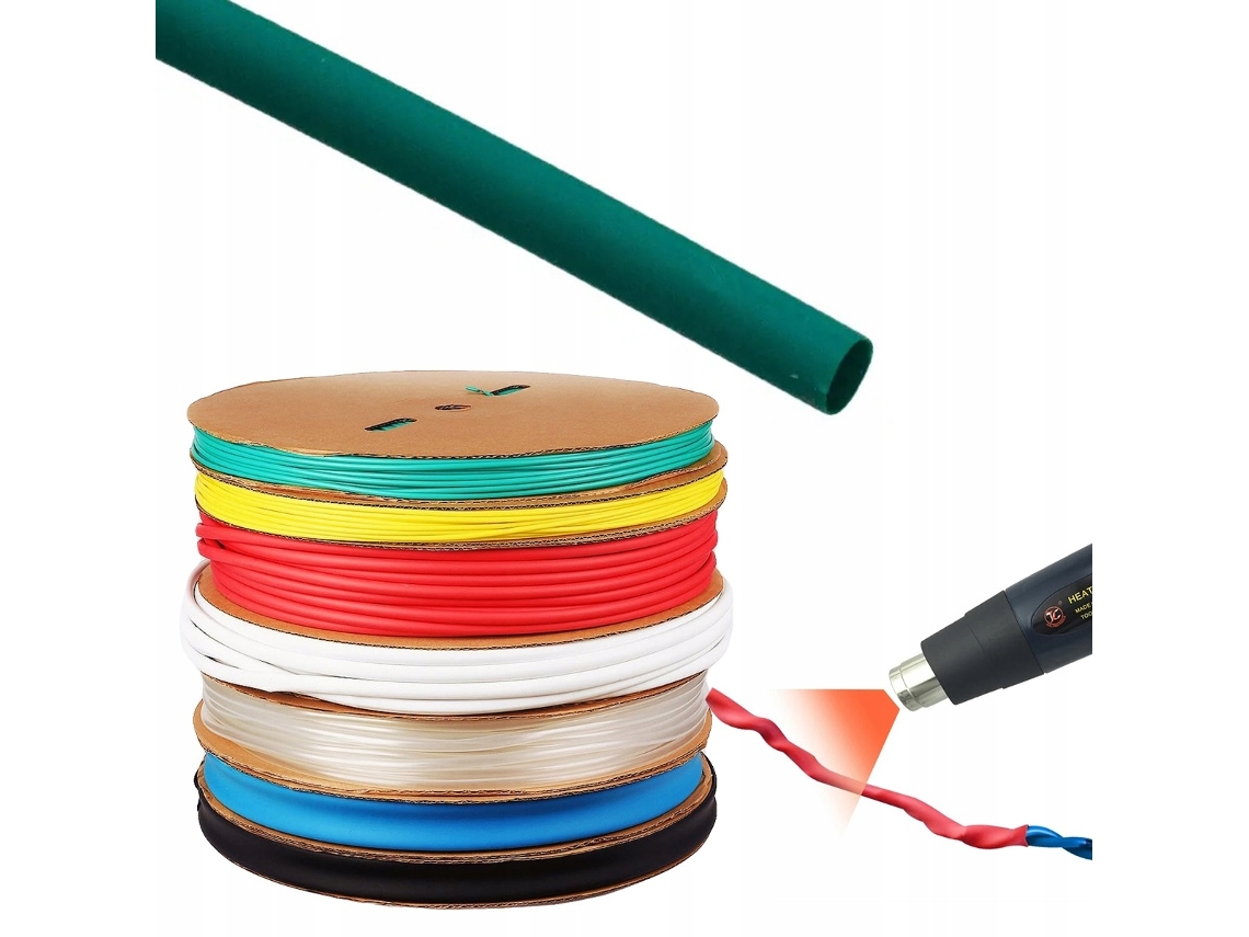 Tubo termorretráctil verde de 13 mm y 1 m – Alta flexibilidad | Resistente a los rayos UV y al agua | Para uso en electrónica y automoción