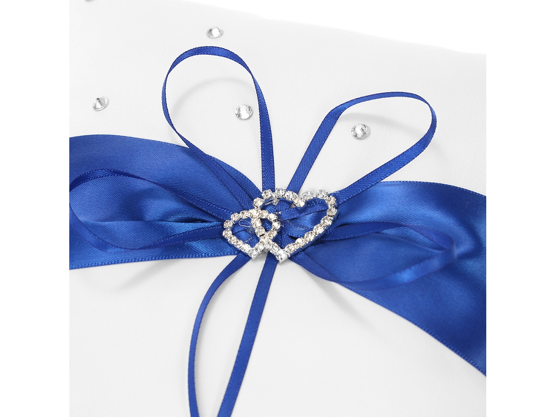 Conjunto De Boda De 5 Piezas: Cesta Para La Niña De Las Flores + Cojín Para Anillos + Libro De Firmas + Portalápices + Cinturón Nupcial Azul