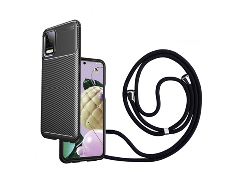 Funda LG K52 Rugged Carbon Con Collar Negro