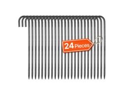 Juego de 24 estacas con gancho en J de 406 mm en acero galvanizado negro para fijación en exteriores Tekmaquinas