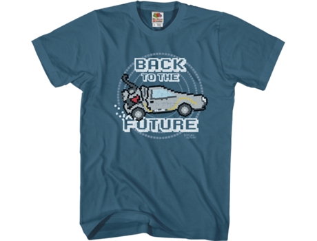 Camiseta Unisexo DEEPSTONE 8-Bit DeLorean Back To The Future Pizarra (XXXL)