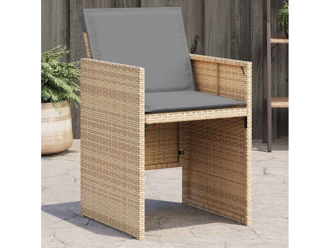 Sillas de jardín con cojines, 4 piezas, mimbre sintético beige mixto, Dkd Home Decor