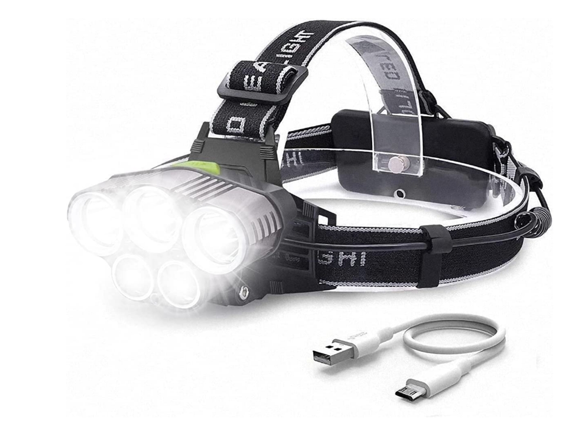 Linterna frontal, Chronos Lantern-0029 Linterna frontal recargable súper brillante con 5 luces 6 modos (negro) YIZHOOD