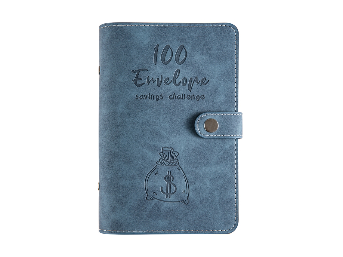 Reto De Ahorro Con 100 Sobres: Cuaderno De Presupuesto De Piel Sintética Con Sobres, Tarjetas Y Etiquetas De Pvc.