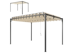 Pérgola De Jardín 3x4 M Con Protección Upf 50+ Gazebo Con Techo Ajustable Estructura De Metal Para Exterior Crema