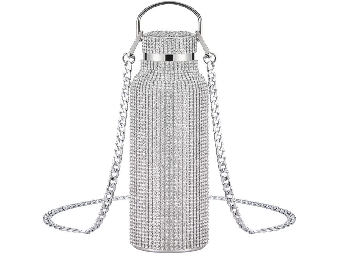 Botella Térmica Aislada De Acero Inoxidable Con Diamantes, Aislamiento 304, Con Cadena Para Mujer.