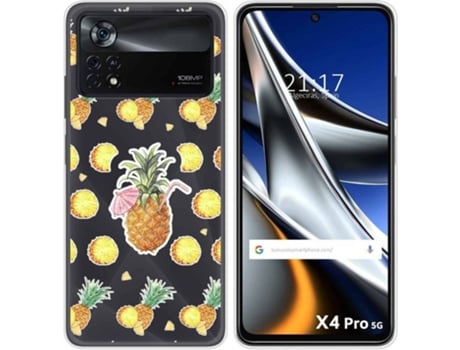 Carcasa para Xiaomi Poco X4 Pro 5G TUMUNDOSMARTPHONE Dibujos Transparente Piña Multicolor