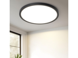 Lámpara de techo LED plana para dormitorio, negra, 18 cm, 15 W, no regulable, blanco cálido, 3000 K, vida útil neta