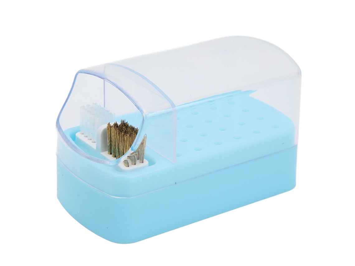 Portabrocas Para Taladro De Uñas Con 30 Orificios, Estuche Con Cepillo De Limpieza, Almacenamiento, Manicura - Azul