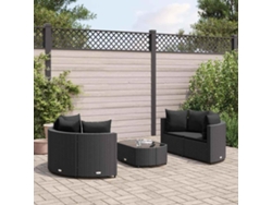 Conjunto de sofá de jardín de 5 piezas con cojines de mimbre sintético negro, Dkd Home Decor