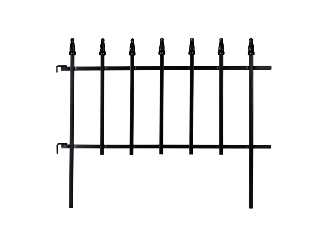 Vedação Metálica Relaxdays, Hxl: 45,5 X 226 Cm, Vedação Para Jardim, 4 Elementos, Estilo Gótico, Preto