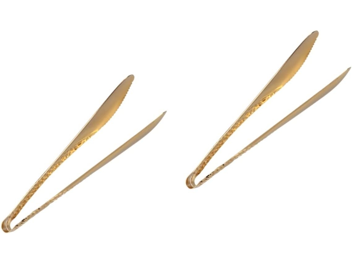 Pinzas de cocina: Fabricadas en acero inoxidable, duraderas y resistentes. Pinzas para freír con diseño en zigzag.