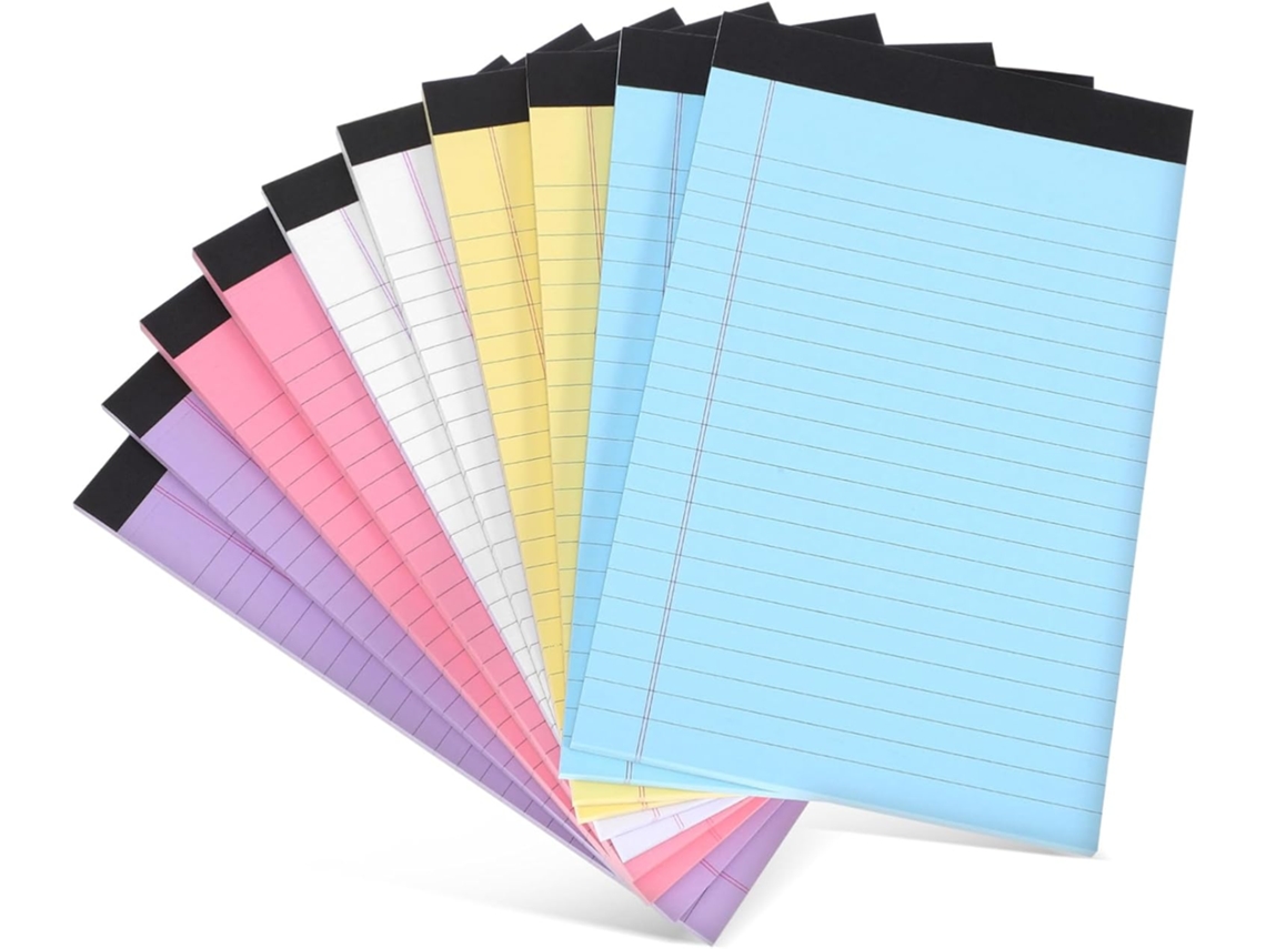 Paquete De 10 Cuadernos Coloridos Con Hojas Perforadas Rayadas, Blocs De Notas Fáciles De Arrancar.