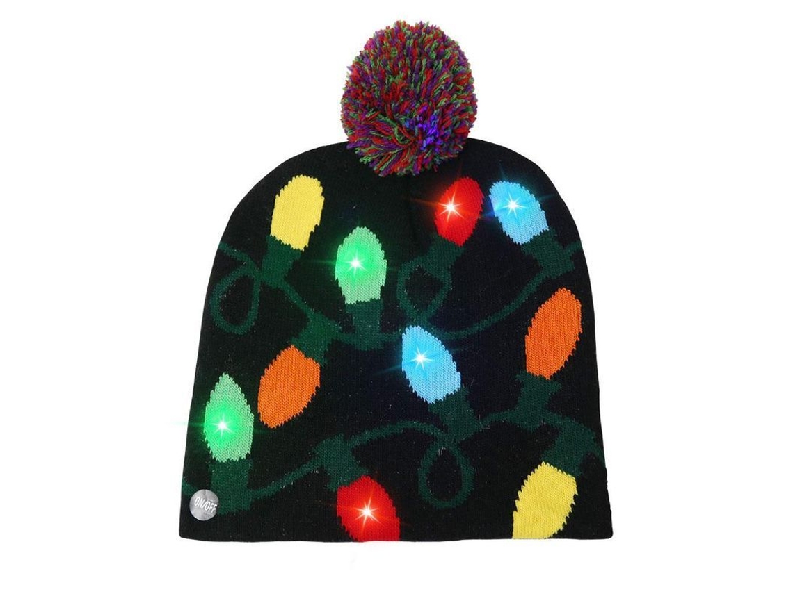 Chapéu de Natal com Led Gorro Tejido Iluminado Quente para Crianças e Adultos Decorativo Presente de Ano Novo Kuy