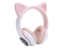 FDIT Auriculares LED Bluetooth 5.0 Auriculares inalámbricos Lindos Auriculares de Gato con luz LED para jóvenes Patrón de Pata de Gato