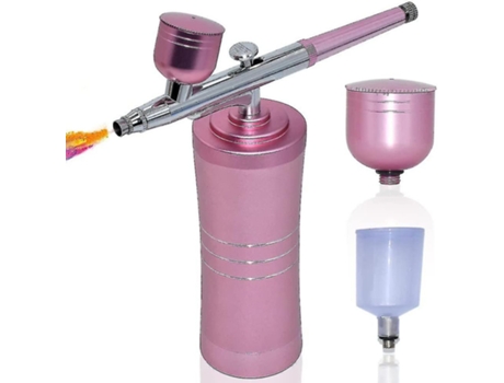 Mini Aerógrafo Portátil con Kit de Compresor, Pintura de Acción Simple y Doble, Decoración de Pasteles en Rosa BISBISOUS