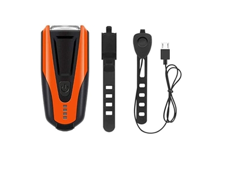 Juego de luces para bicicleta Juego de luces para bicicleta súper brillante Juego de faros para bicicleta Luces para bicicleta con campana - Naranj...