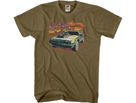 Camiseta Unisexo DEEPSTONE DeLorean Back To The Future Part III verde safari (XXL)