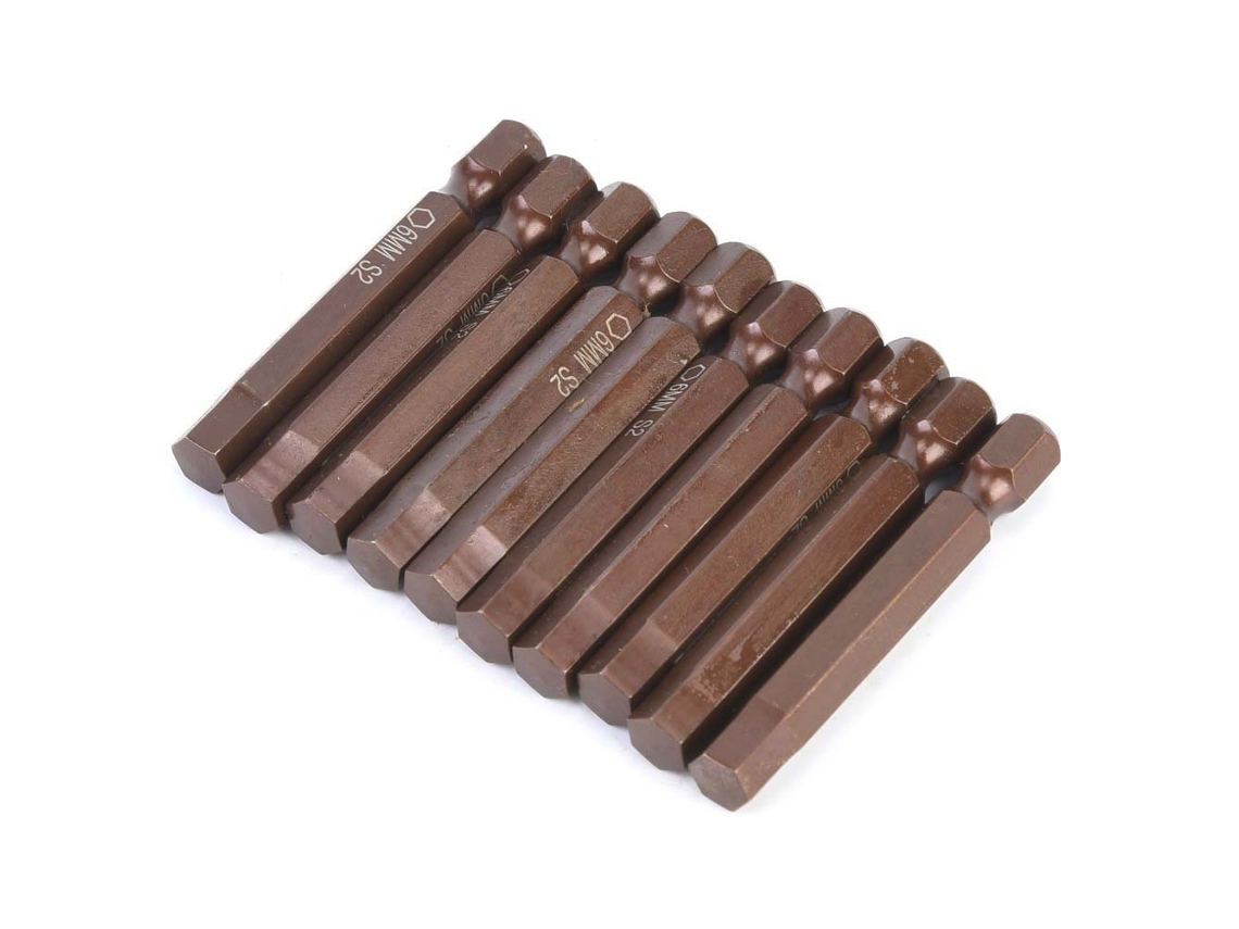 Juego de puntas magnéticas para destornillador eléctrico (alto 6,3 x 50 x 6,0 mm, 10 unidades)