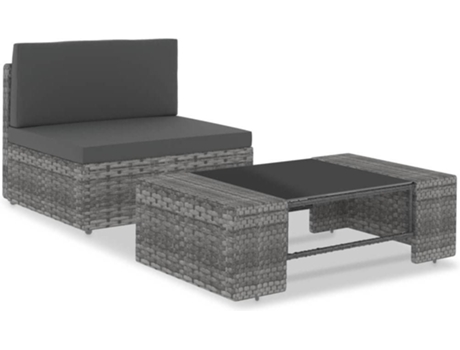 Conjunto 2 de muebles de jardín VIDAXL ratán sintético gris