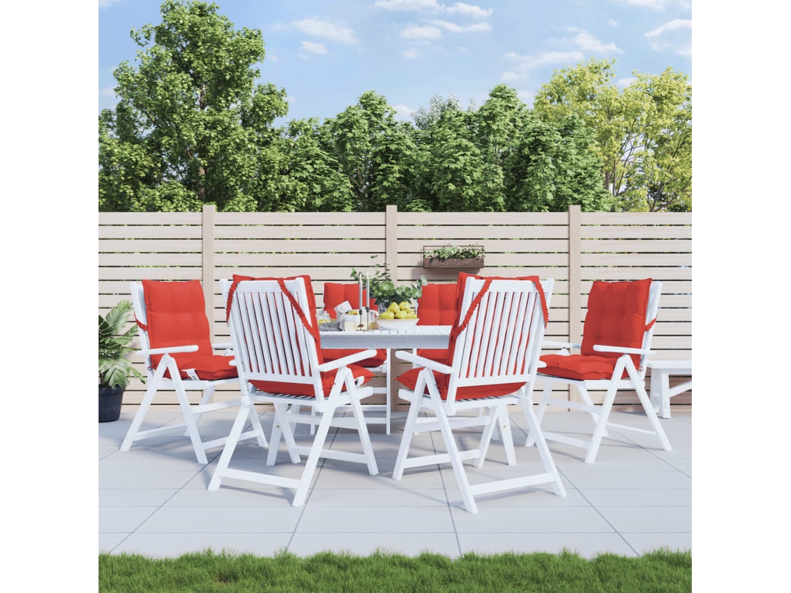 Cojines Para Silla Con Respaldo Bajo 6 Uds Tela Oxford Rojo