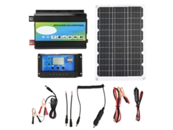 Kit de energía solar portátil con inversor, controlador de carga de 30 A, 12 V y 24 V, panel solar de 18 W y 18 V, doble USB