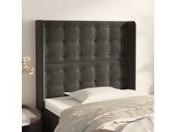 Cabecero Con Orejas De Terciopelo Gris Oscuro 83x16x118/128 Cm