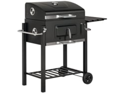Ahumador De Carbón Para Barbacoa, 1 Estante, 1 Toallero, 2 Parrillas, 113 Cm X 65 Cm X 108 Cm, Negro