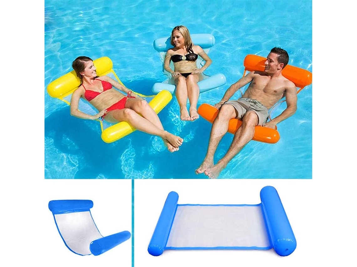 HYMNORA Flotador inflable para piscina azul zafiro, cómoda hamaca para piscina con diseño ergonómico, flotabilidad semisumergida para un contacto corporal fre