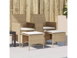 Sofá De Jardim De 2 Lugares Com Mesa E Bancos Vime Pe Beige Dkd Home Decor