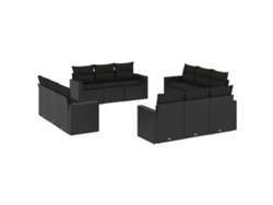 Maison Exclusive - Set De Sofás De Jardín 12 Piezas Cojines Ratán Sintético Negro